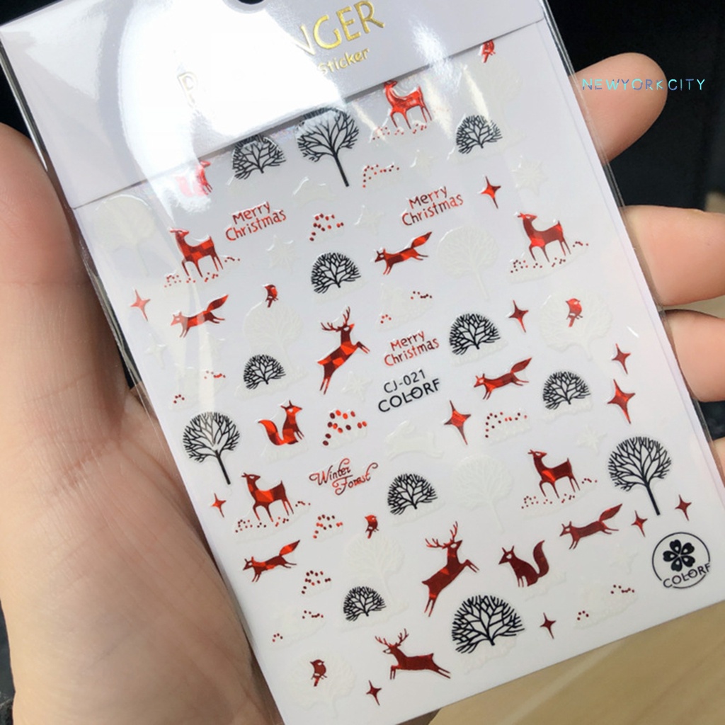 Miếng Dán Trang Trí Móng Tay Hình Bông Tuyết Giáng Sinh Ba Chiều Siêu Mỏng DIY