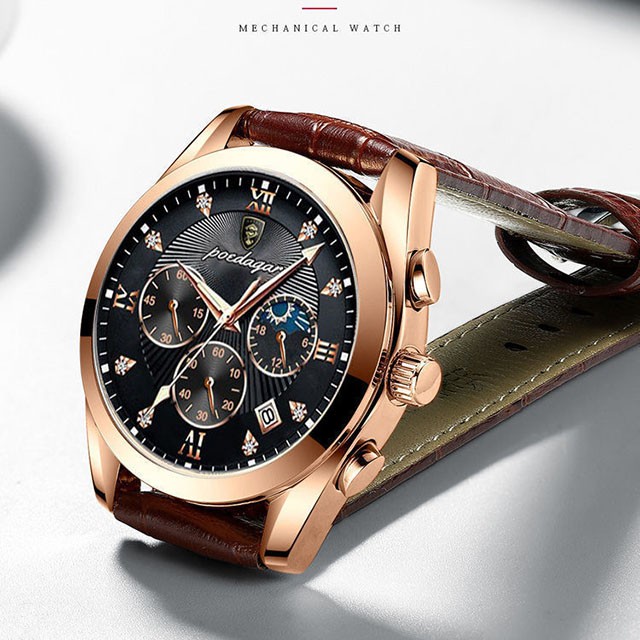 Đồng hồ nam đồng hồ nam dây da chính hãng không thấm nước POEDAGAR cao cấp DH05A - Aka Mart | BigBuy360 - bigbuy360.vn