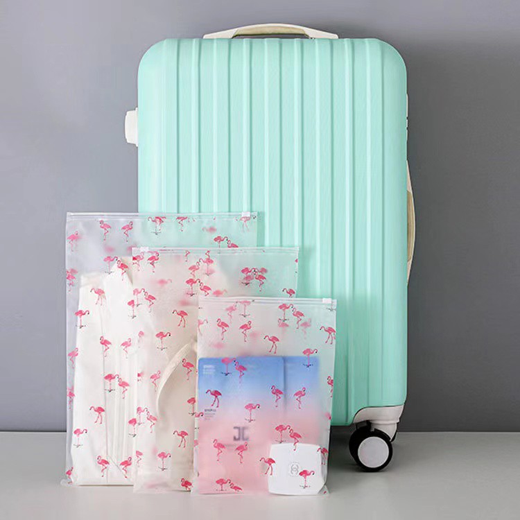 Túi đựng quần áo trong suốt chống nước in hình chim hồng hạc xinh xắn