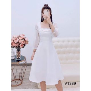 [HÀNG HOT]  Váy xoè cổ vuông mã V1389-DVC- hàng thiết kế cao cấp 100% ảnh thật