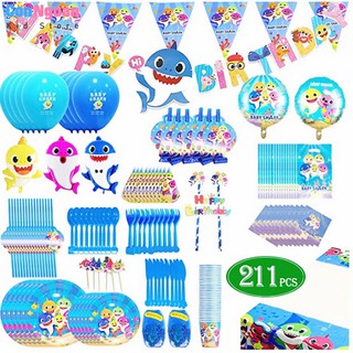 Phụ kiện trang trí sinh nhật chủ đề gia đình cá mập Baby Shark MSC09-27