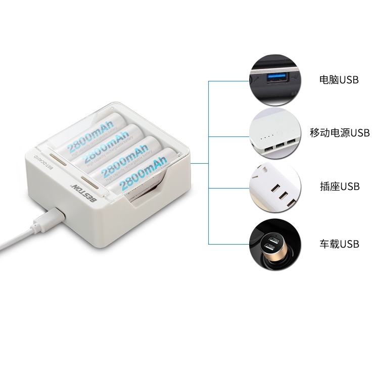 Bộ sạc DC401L tự ngắt khi đầy, 4 Pin sạc AA 1.2V Ni-MH 3000mAh Beston chuyên lắp mic không dây ,máy đo huyết áp...