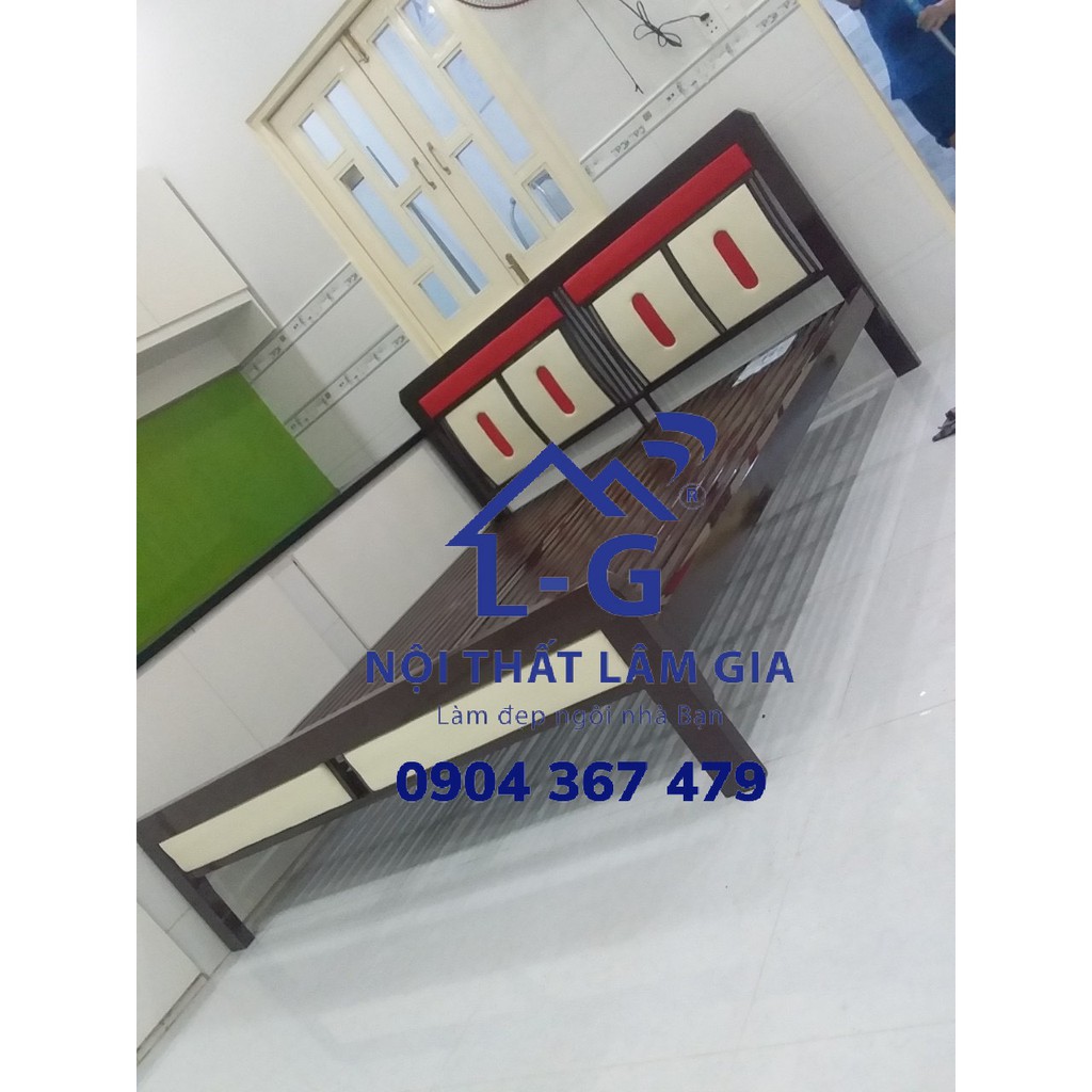 GIƯỜNG SẮT HỘP 4X8 NGANG 1M4 MÀU NÂU SỌC GIÁ RẺ