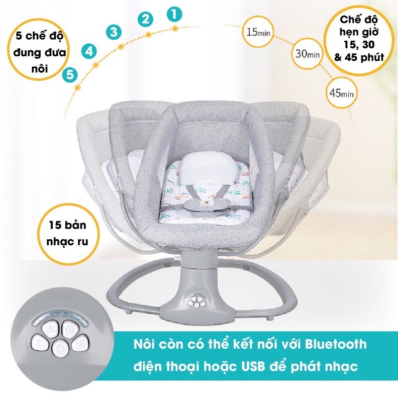 Nôi rung điện đa năng cho bé Mastela