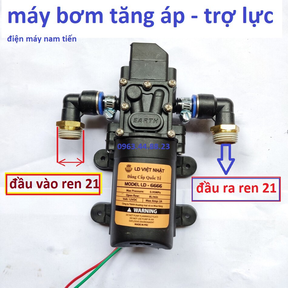 máy bơm nước mini 12v áp lực cao - Máy bơm tăng áp cho máy giặt, nóng lạnh, tưới cây có rờ le tự ngắt 100% ĐỒNG