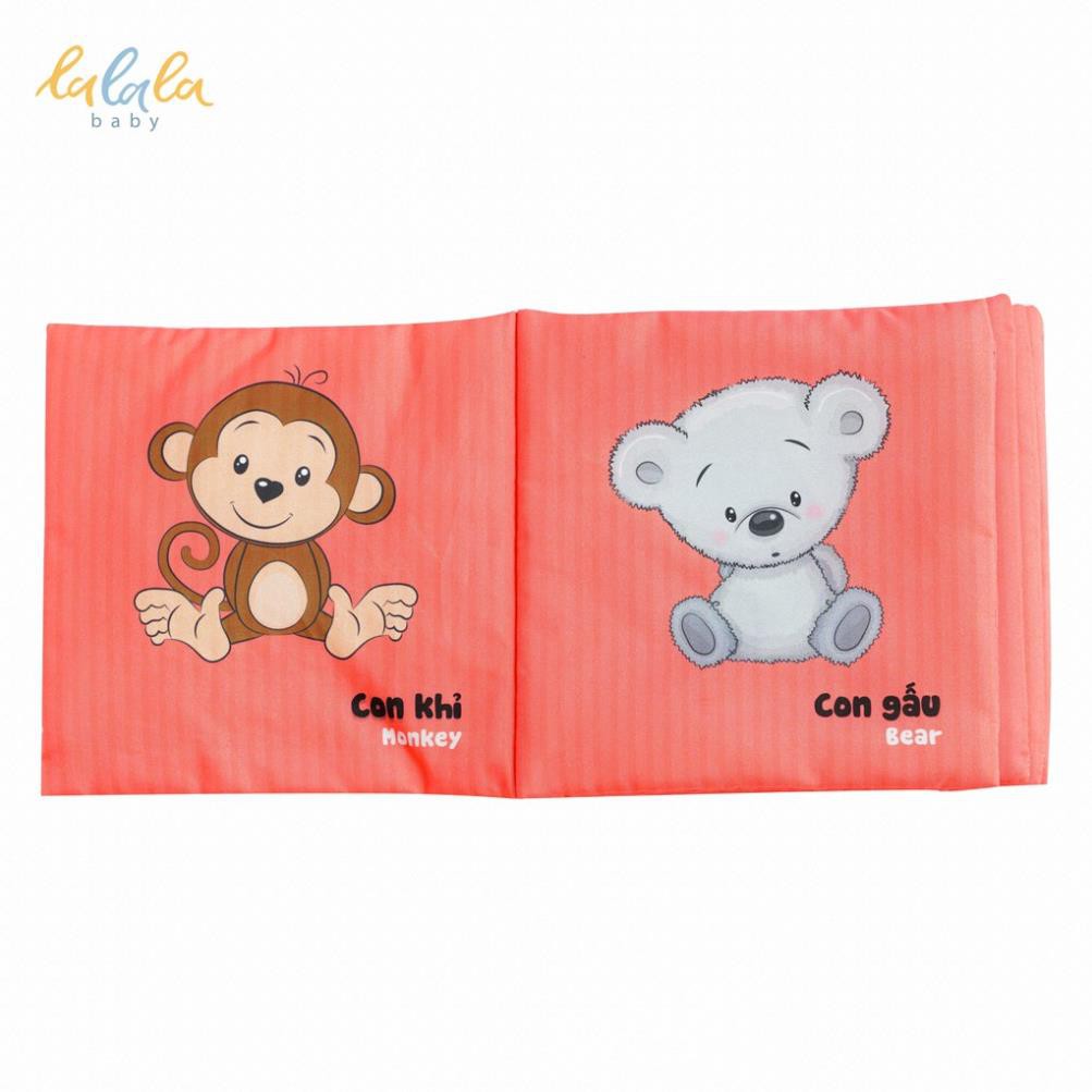 [Quà Tặng] Sách vải Lalala baby, kích thích đa giác quan chủ đề Động vật, kích thước 15x15cm 12 trang