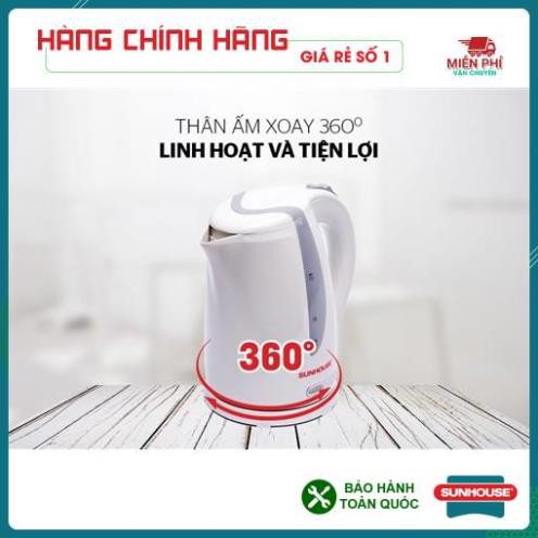 ẤM SIÊU TỐC, BÌNH ĐUN SIÊU TỐC SUNHOUSE SHD1300, 1,8 LÍT, NHỰA CHỊU NHIỆT SIÊU BỀN, BẢO HÀNH TOÀN QUỐC 1 NĂM
