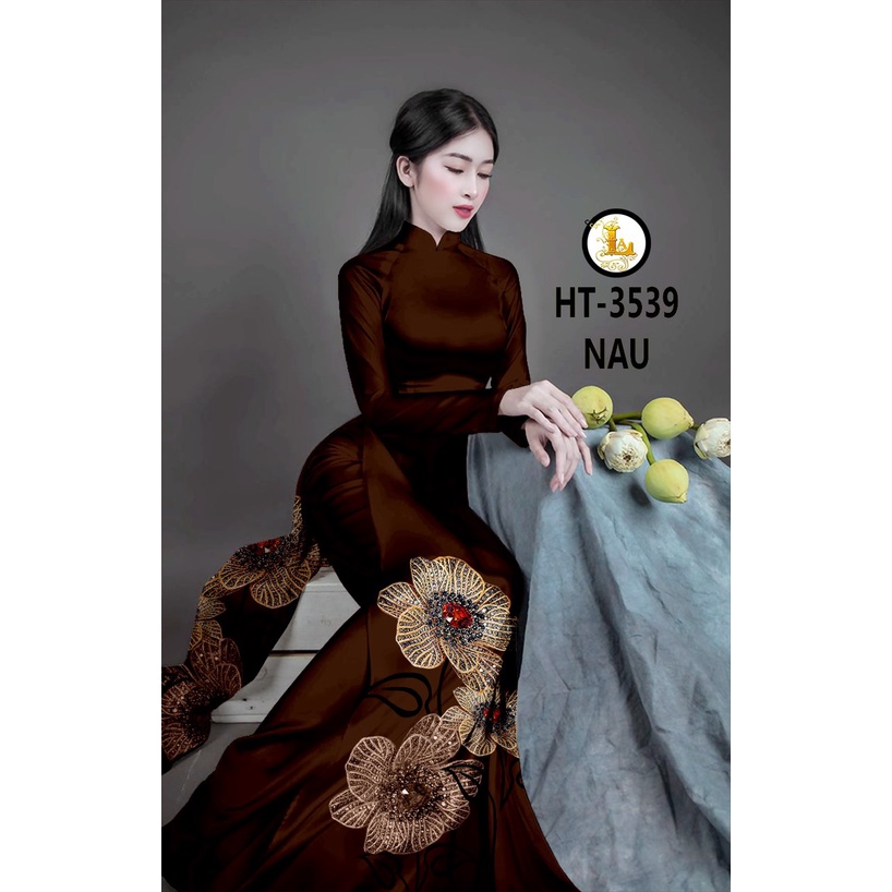 VẢI MAY ÁO DÀI HOA TÀ IN3D HOA CỰC ĐẸP LỤA VÂN GỖ SANG TRỌNG