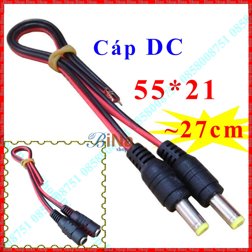 Cáp DC 5.5x2.1 đực/cái 27cm