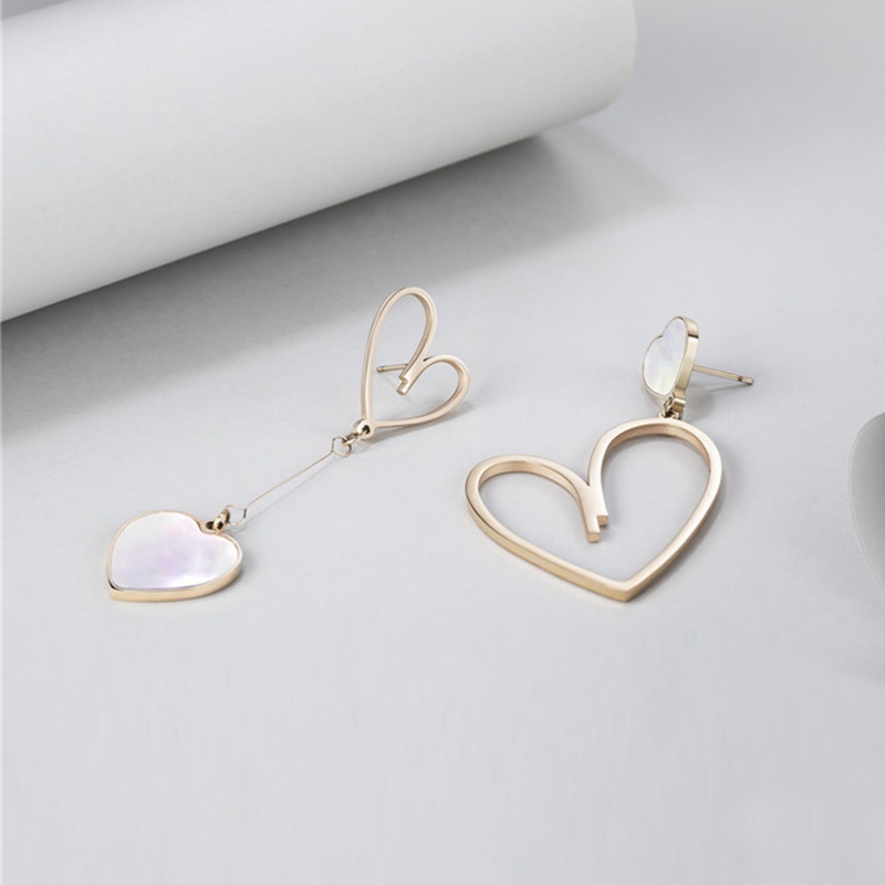 Bông Tai Kim Loại Hình Trái Tim Màu Đen Thiết Kế Đơn Giản Thời Trang