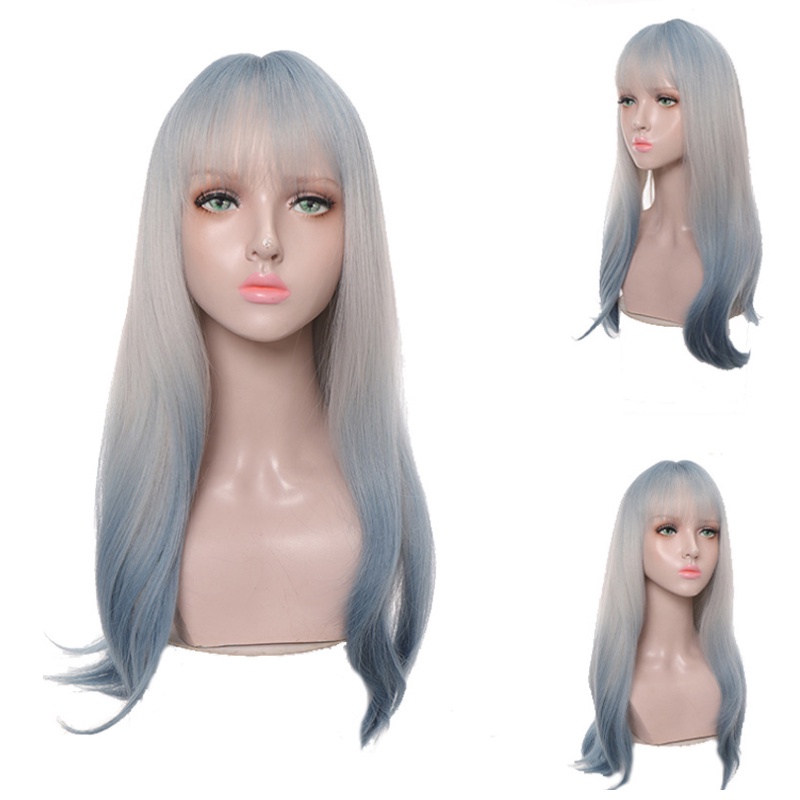 WIGSIN Bộ Tóc Giả Xoăn Dài Nhuộm Màu Ombre Thời Trang Cá Tính Dành Cho Nữ