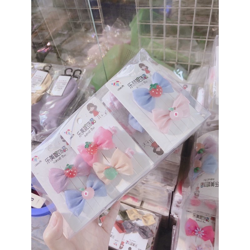 Set kẹp ghim cho bé [CUTE] bọc vải ko đau tóc