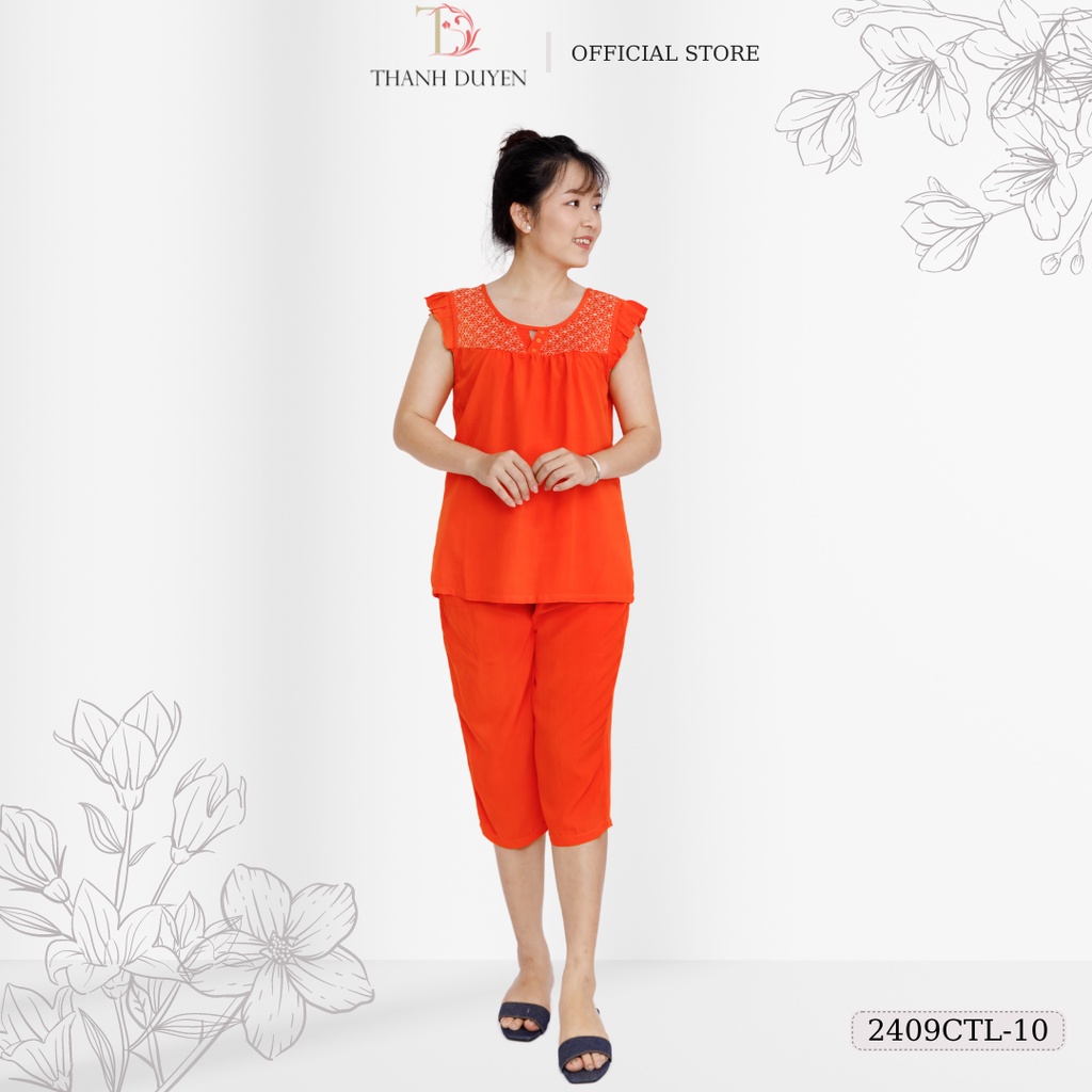 Đồ bộ Tole nữ mặc nhà Thành Duyên màu quần lửng, không rút, thoáng mát (2409CTL P2)