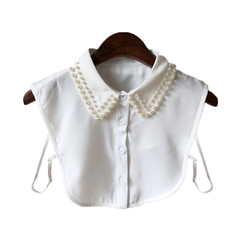 Cổ Áo Sơ Mi Chiffon Đính Ngọc Trai Giả Thời Trang Cho Nữ