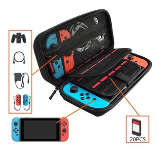 Túi lưu trữ xách tay bằng EVA cứng bảo vệ cho Nintendo Switch có 2 lớp trong + ngăn thẻ
