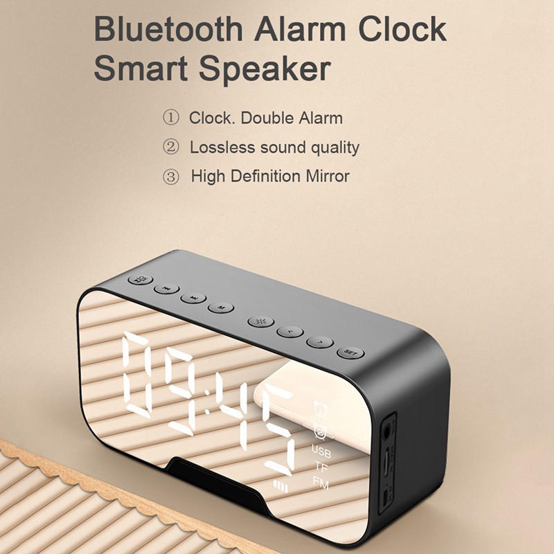 Loa Bluetooth Kỹ Thuật Số Tích Hợp Đồng Hồ Báo Thức Mp3 Fm Radio Có Đèn Led