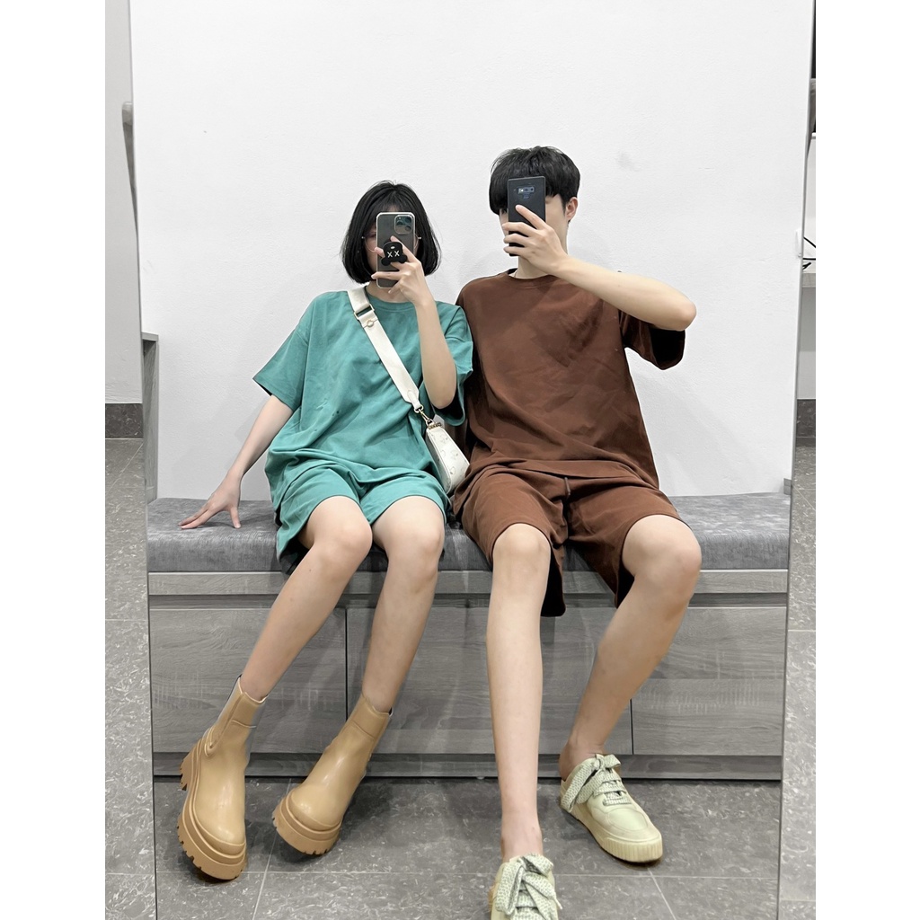 Bộ Áo Quần SET basic trơn nhiều màu MEANSTORE đồ unisex nam nữ dáng rộng form oversize phong cách Ulzzang Hàn Quốc