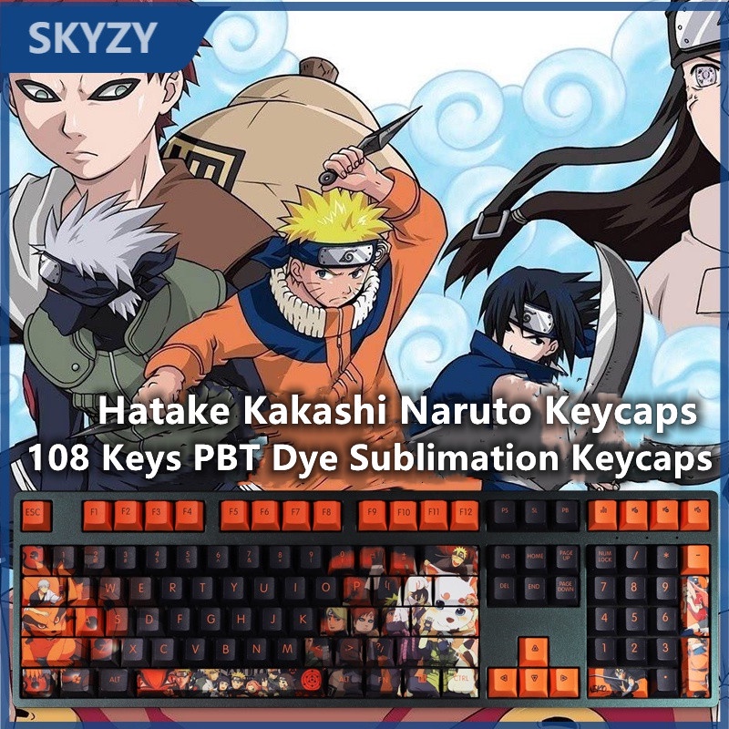 Naruto Keycaps Cherry Hồ sơ Anime Hatake Kakashi Naruto PBT Thuốc nhuộm thăng hoa Bàn phím cơ Keycaps