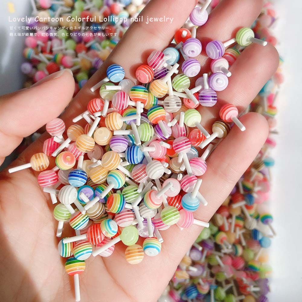[Hàng mới về] Phụ kiện đính móng trang trí nghệ thuật hình cây kẹo mút 3d màu sắc ngọt ngào