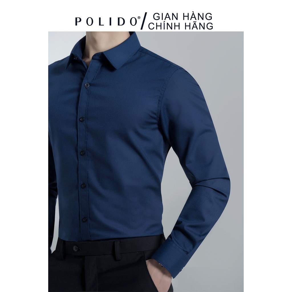 Áo Sơmi Nam Trơn CEFFYLO Màu Xanh Navy Vải Cotton Thấm Hút, Chống Nhăn Form Slimfit | BigBuy360 - bigbuy360.vn