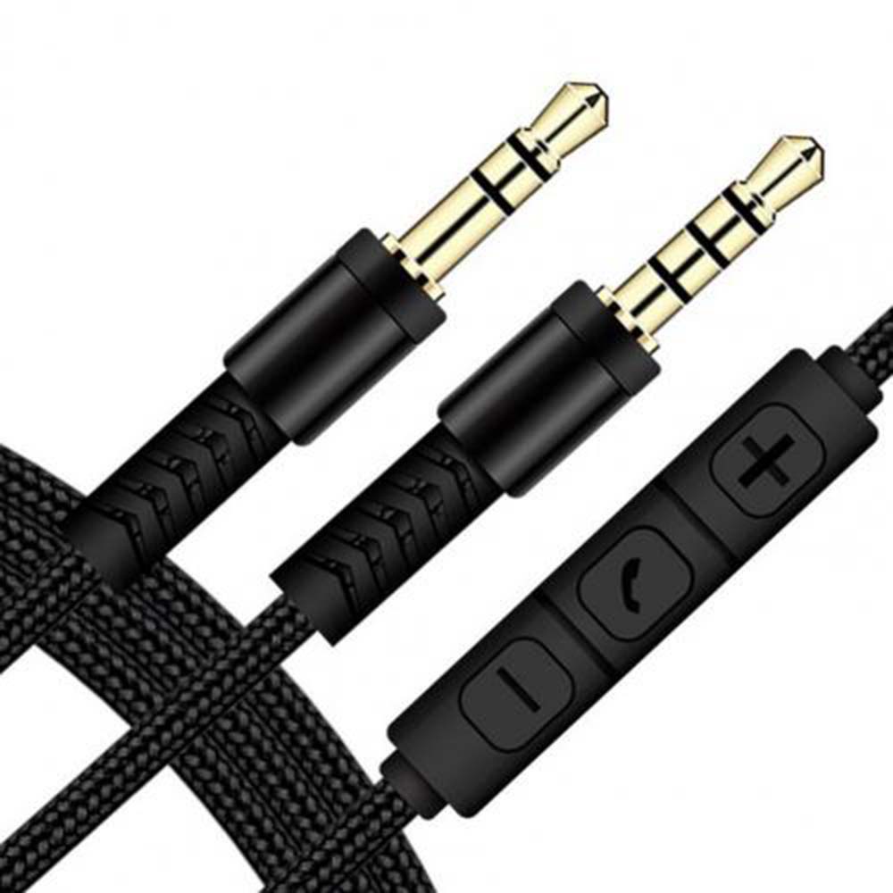 Cáp âm thanh Aux có mic bện nylon dùng cho điện thoại