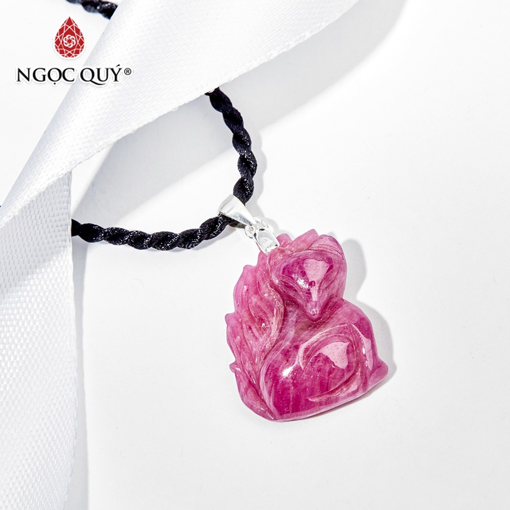 Mặt dây chuyền hồ ly 9 đuôi đá ruby mệnh hỏa, thổ - Ngọc Quý