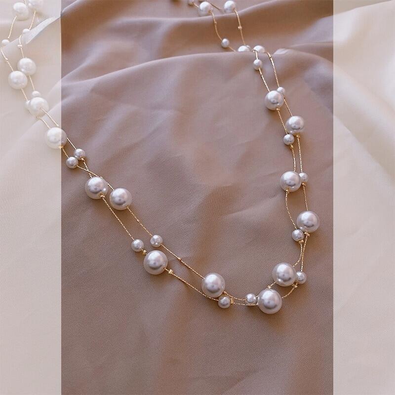 Vòng Cổ Choker Hai Lớp Gắn Ngọc Trai Thời Trang Mới 2022 Dành Cho Bạn Nữ