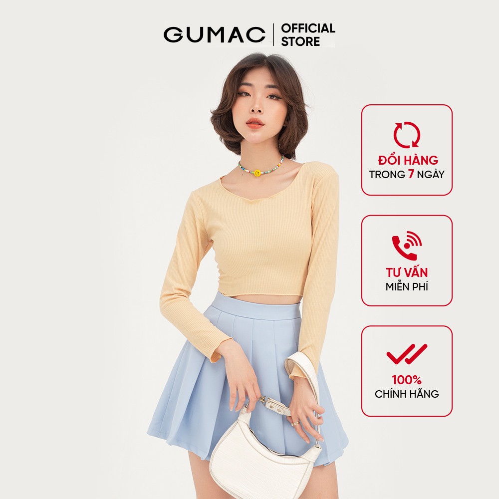 [Mã WABRGU100 giảm 15% đơn 249K tối đa 100k] Áo thun nữ croptop GUMAC màu be, thiết kế năng động cá tính mới ATB468 | BigBuy360 - bigbuy360.vn