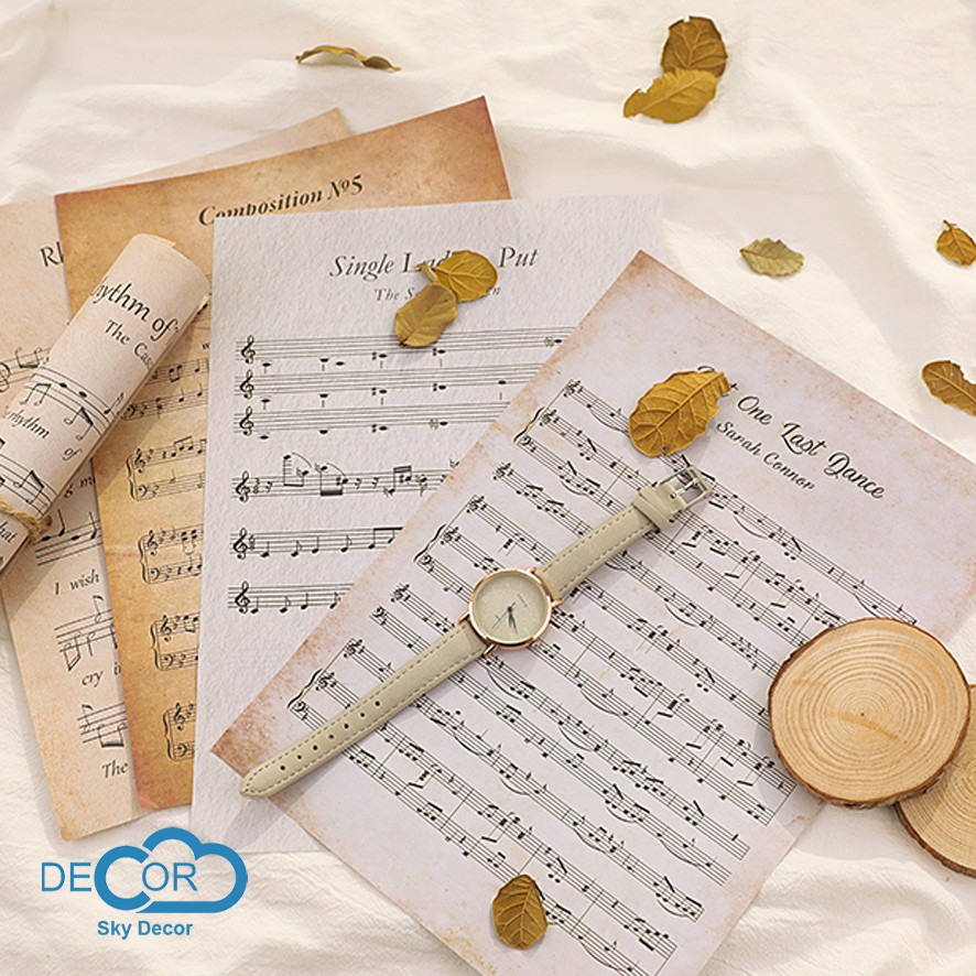 Set sheet, bản nhạc vintage trang trí chụp ảnh, decor nhà cửa, cửa hàng - Sky Decor