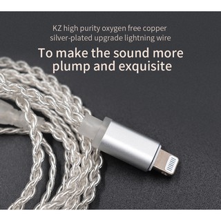 Dây cáp nối sạc mạ bạc KZ Lightning 2 chốt MMCX cho KZ ZS5/ZS6/AS16/ED16/ZST/ES4/ZS10/AS10/ZSA/ZSN Pro