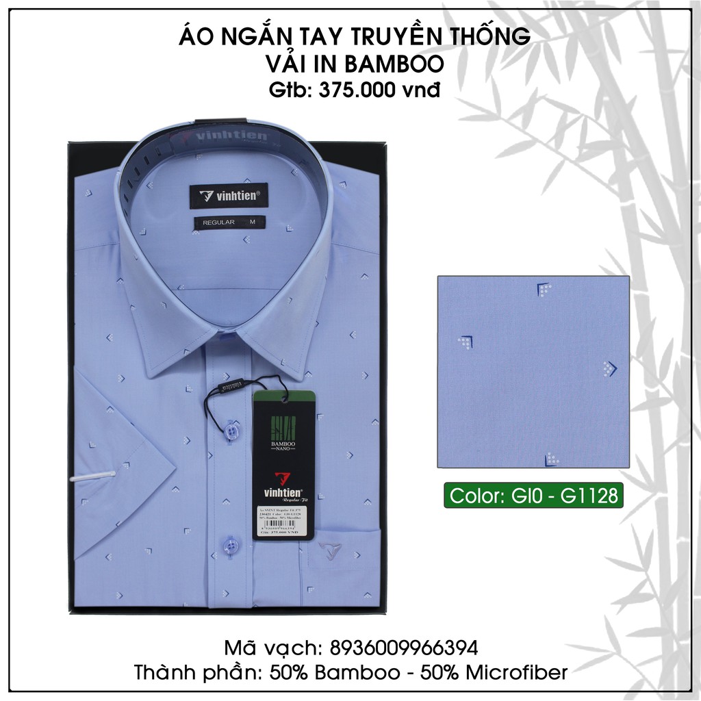 Áo Sơ Mi Họa Tiết Ngắn Tay Bamboo Vạt Ngang Vĩnh Tiến 375 | BigBuy360 - bigbuy360.vn