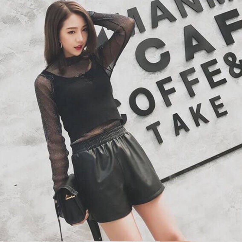 Quần short da ống rộng lưng cao tôn dáng hợp thời trang cho nữ | BigBuy360 - bigbuy360.vn