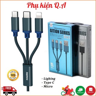Cáp sạc 3 đầu remax rc-131th, cổng micro - lightning - type c, hàng chính hãng
