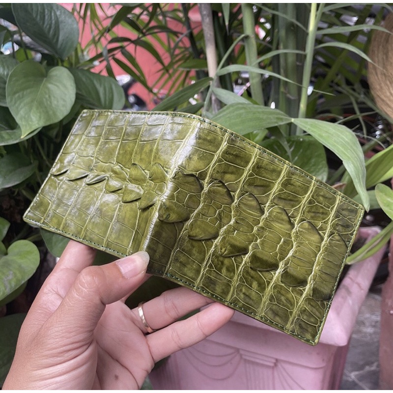 ✅ Bóp nam da cá sấu thật ✅ Ví da nam cấp gai đuôi cá sấu nguyên con dáng ngang màu nâu coffee sang trọng BH-24TH