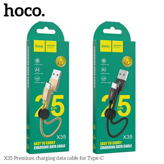 Cáp Sạc Ngắn 25cm Hoco X35 - Hỗ Trợ Sạc Nhanh 2.4A - BH Chính Hãng 12 Tháng