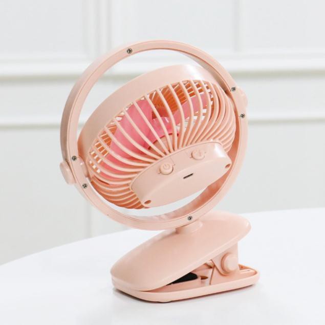 CHÍNH HÃNG  Quạt sạc TÍCH ĐIỆN MINI ĐỂ BÀN, KẸP BÀN NÔI / XE ĐẨY / TRẺ EM USB mini BJJ-838 quay 360