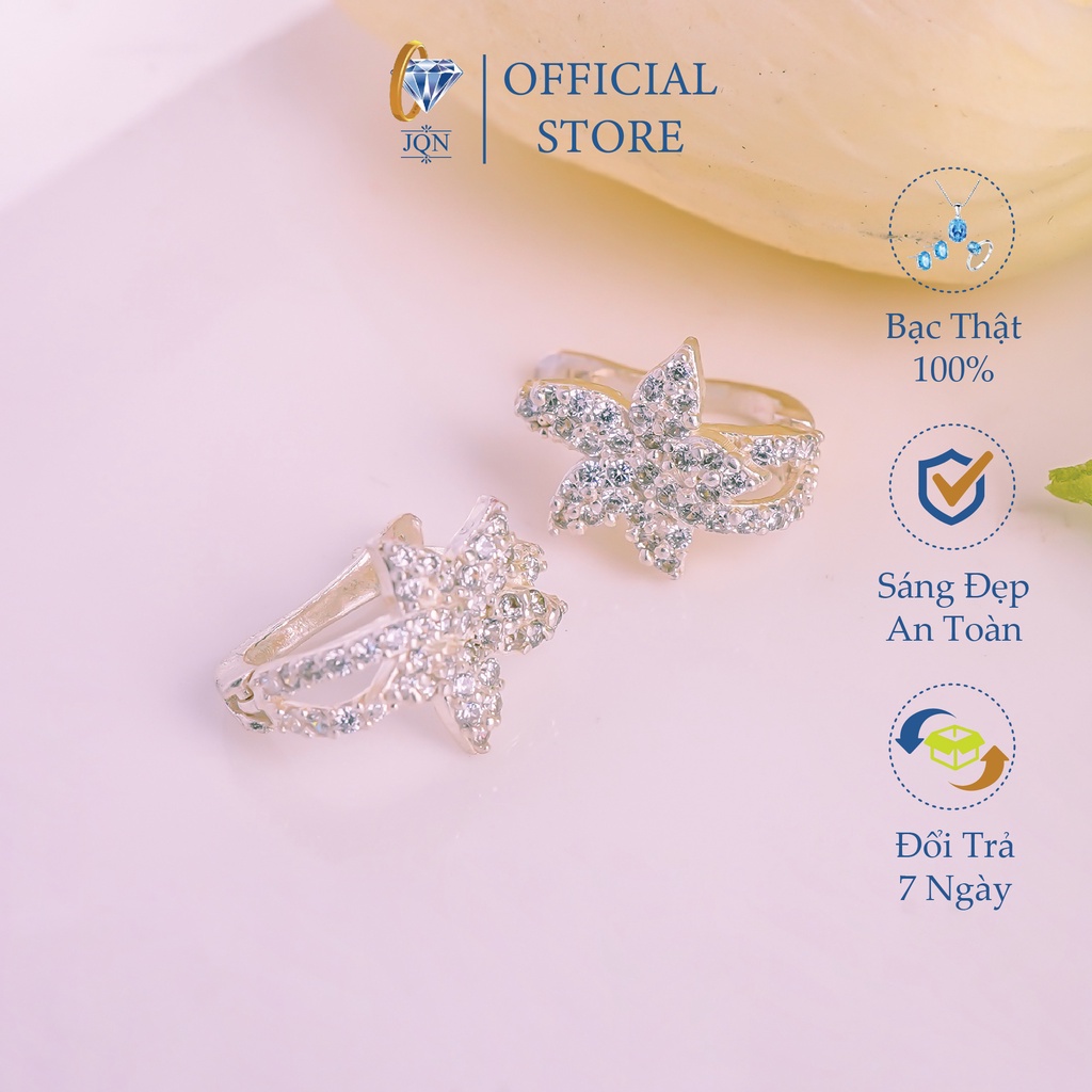 Khuyên Tai Bạc JQN Bông Tai Bạc Thật Ngôi Sao Đính Đá T17