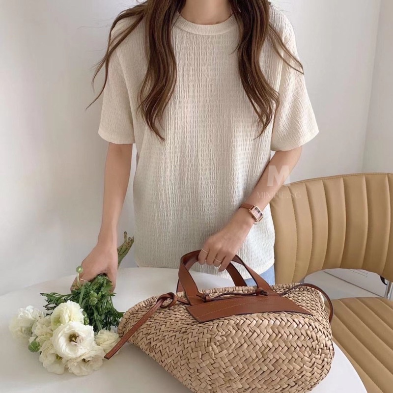 Áo Thun Cổ Tròn Basic Chất Xốp Hàn Co Dãn Màu Pastel - Minipie