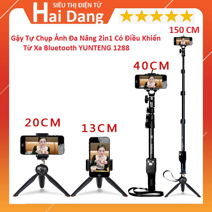 Gậy Selfie, Gậy Chụp Ảnh Đa Năng 2in1 Bluetooth YUNTENG 1288 Chân Mini Tripod Bán Combo Và Bá Lẻ Gậy