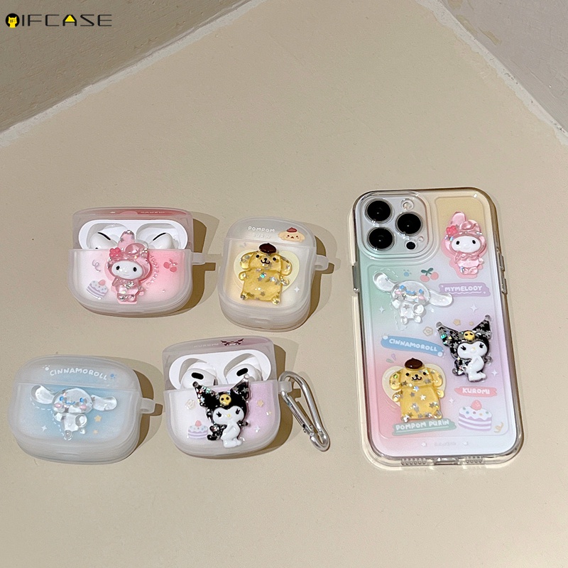 Vỏ Bảo Vệ Hộp Sạc Tai nghe không dây Airpods 1 2 3 Pro 3 In Hình Cinnamoroll Melody Kulomi Dễ Thương