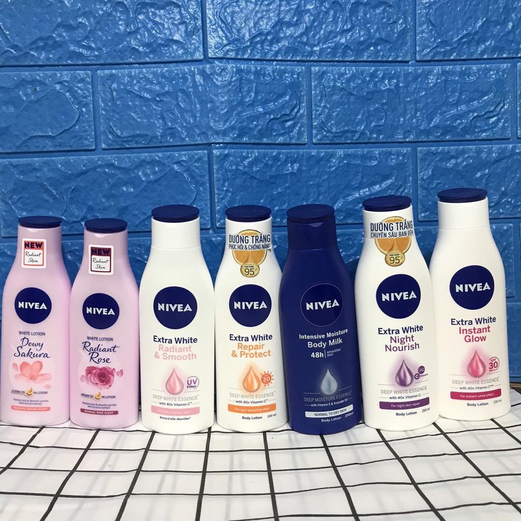 (200ml - 250ml) Sữa Dưỡng Thể Nivea Phục Hồi Dưỡng Trắng Da HÀNG CHUẨN CHÍNH HÃNG