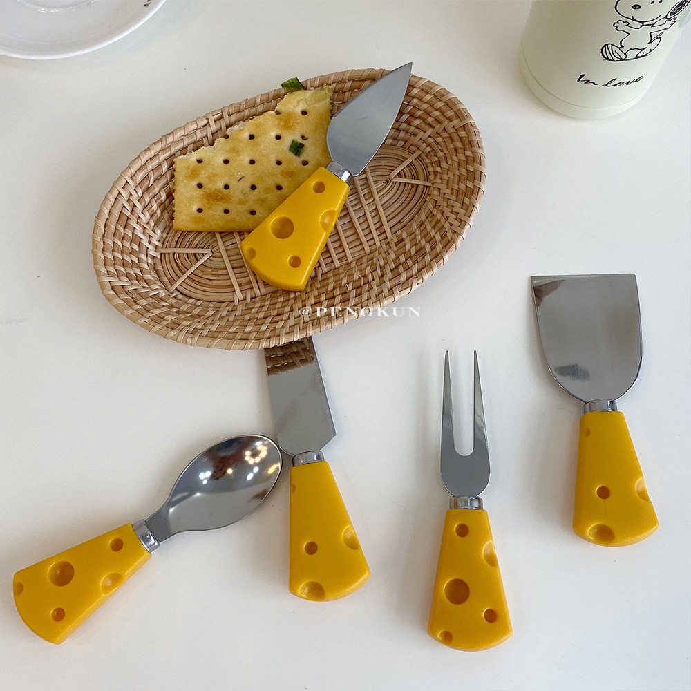 Dụng Cụ Ăn Bằng Thép Không Gỉ Thiết Kế Hình Phô Mai Độc Đáo Tùy Chọn