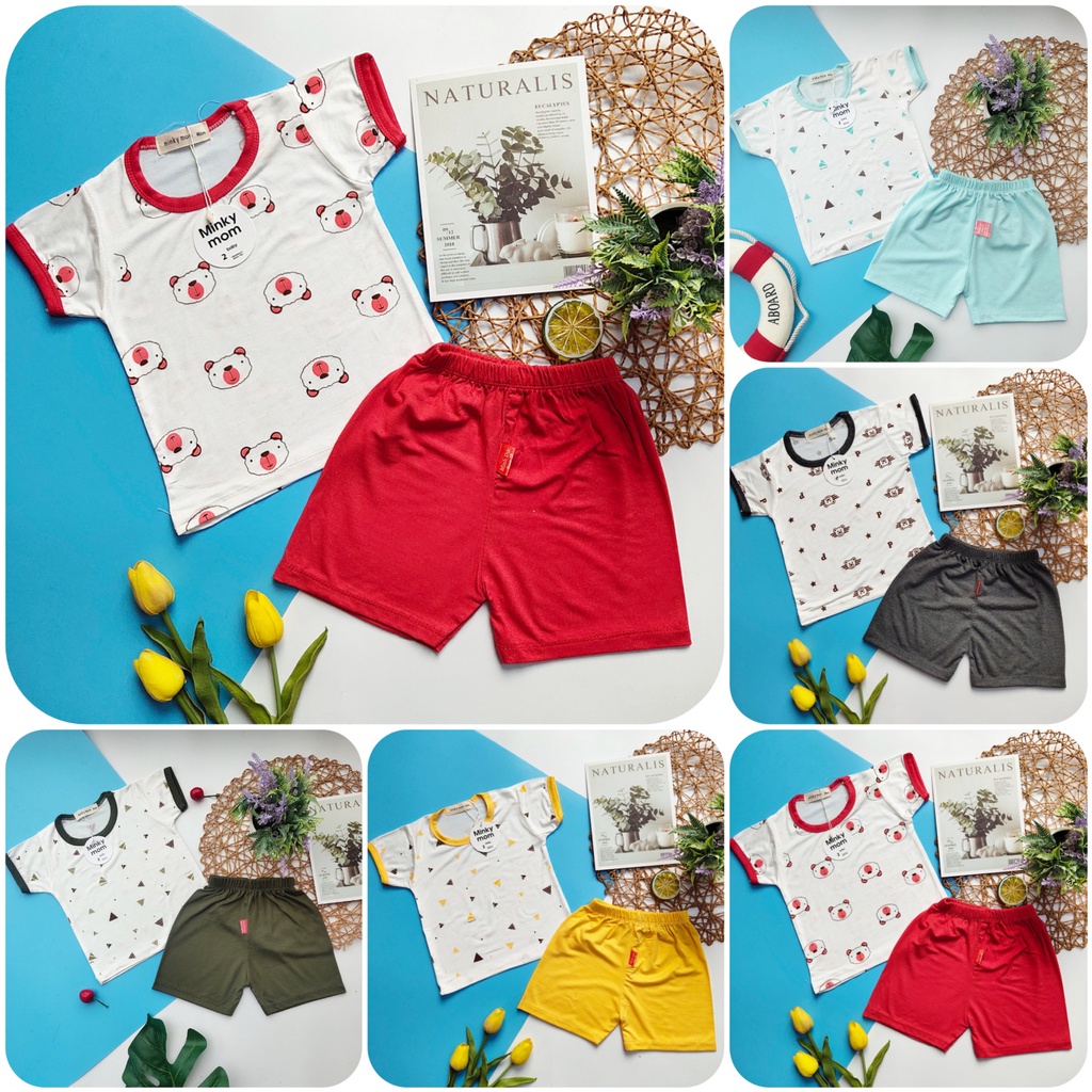 Bộ Quần Áo Cộc Tay Thun Lạnh Mềm Mát Cho Bé 4-10kg