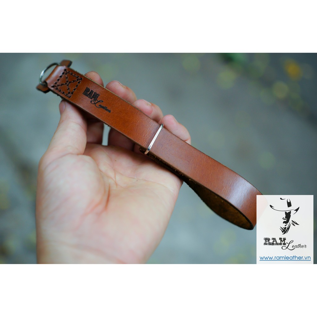 Dây đeo máy ảnh Canon / Nikon / Sony / Fujifilm Da Bò Thật RAM Leather Handstrap Nâu Đỏ