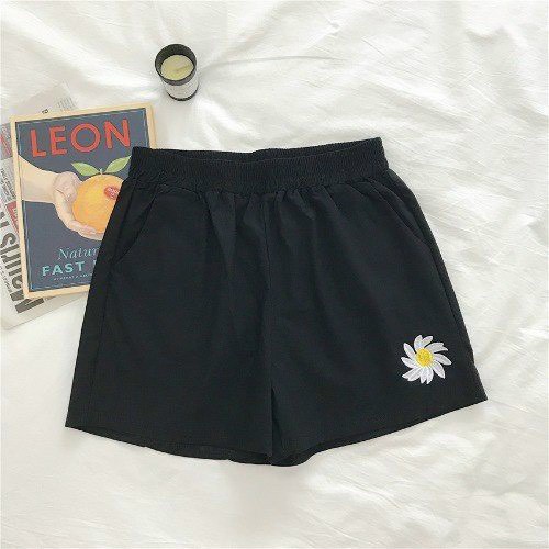 Quần đùi thun nữ thể thao siêu hot in hình hoa cúc xinh -t28-30-cúc