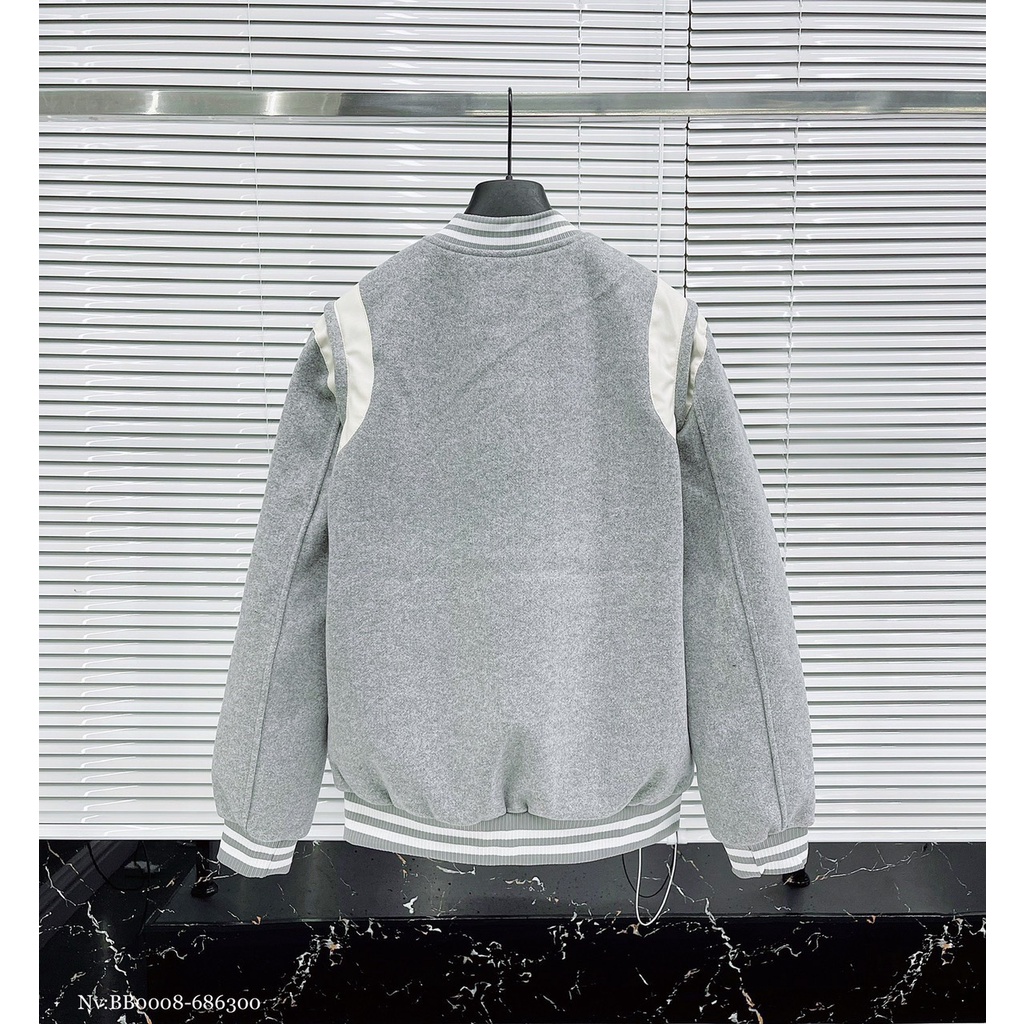 Áo khoác nam Saint Laurent phối viền da đơn giản - Áo bomber đôi nam nữ cực đẹp