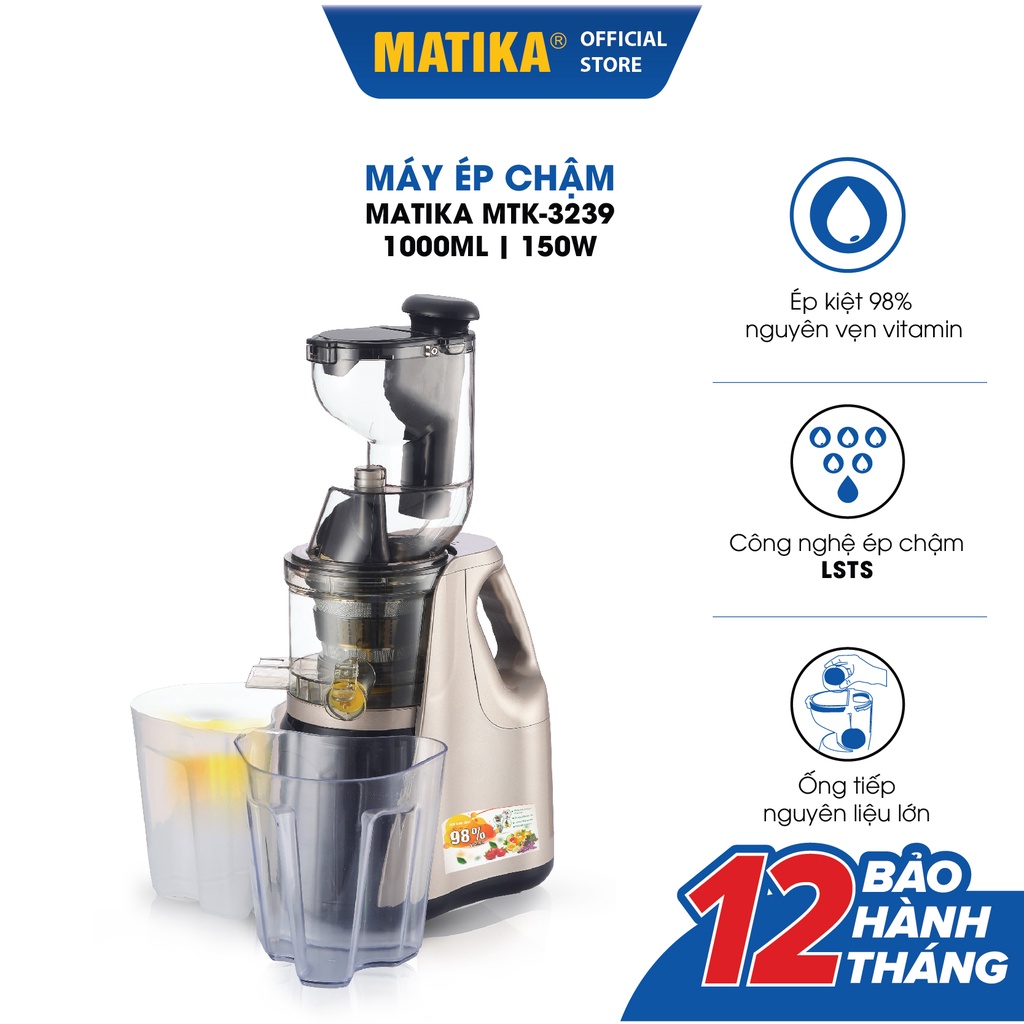 [Mã ELHA22 giảm 6% đơn 300K] Máy Ép Chậm MATIKA 1L 150W MTK-3239