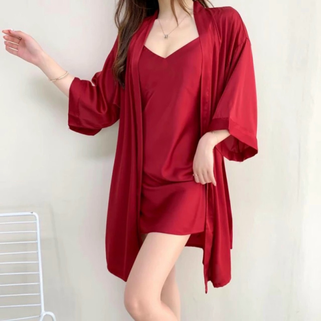 Aó choàng lụa trơn mặc nhà sang trọng đủ màu sắc | BigBuy360 - bigbuy360.vn