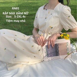 RN81_Rập giấy may váy cổ vuông nữ