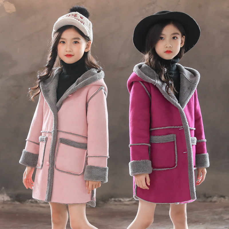 New girls' coats and coats for children's wear in autumn and winter. Foreign temperament suede coats and cotton fashion cute coats